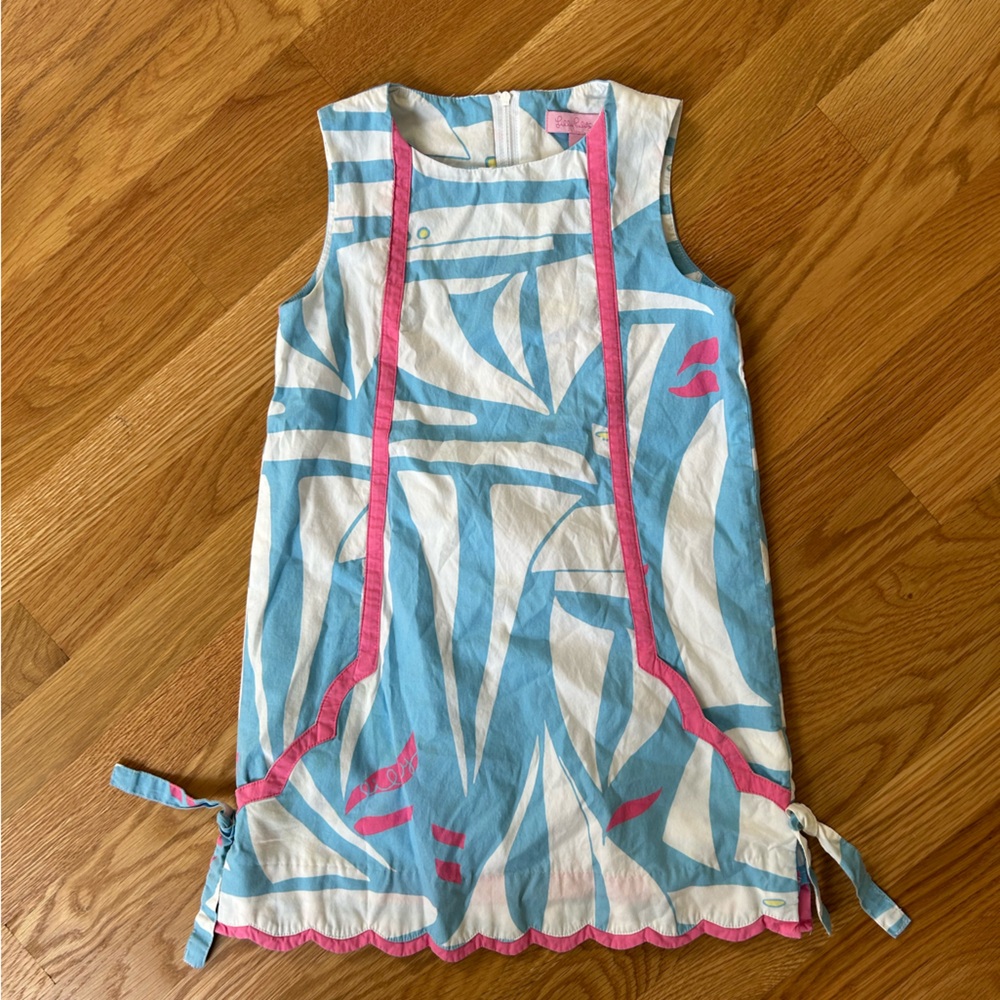 Lilly Pulitzer “Classic Shift” Dress in Blue and Pink, Girls size 7